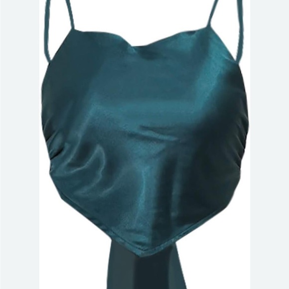 J for Justify Tops - J for Justify Deep Teal Satin Top